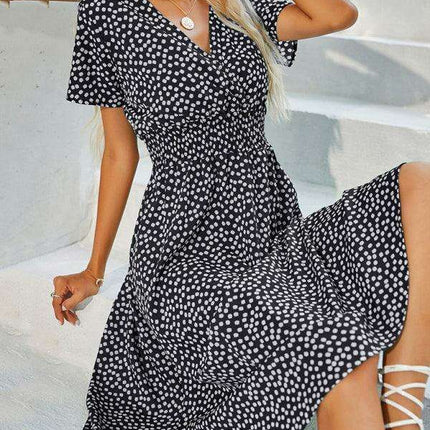 Elegant Summer Floral V-Neck Dress for Effortless Style