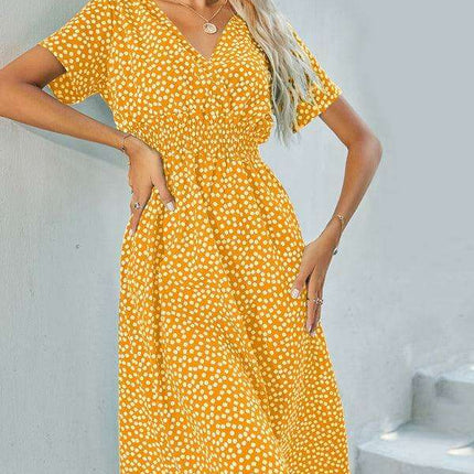 Elegant Summer Floral V-Neck Dress for Effortless Style