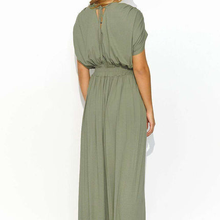 Elegant Summer Knit Maxi Dress with Gold Accent Sleeves - Très Elite