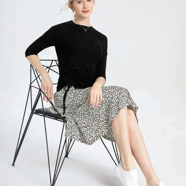 Elegant Summer Modal Tee - Cozy 3/4 Sleeve Women's Top