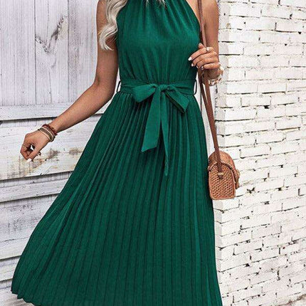 Elegant Summer Staple: Solid Color Halter Neck Dress for Effortless Style
