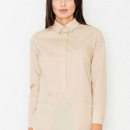 Elegant Tailored Button-Up Blouse with Chic Details