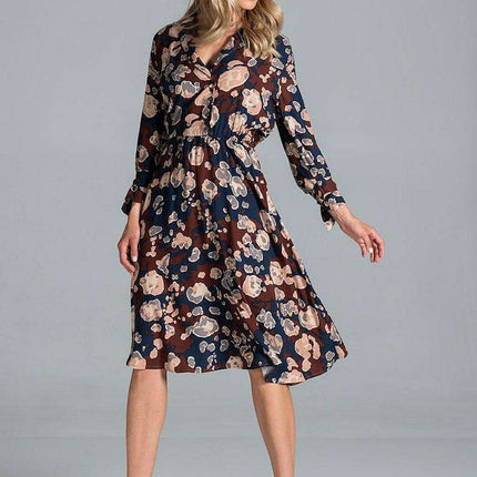 Elegant Tailored V-Neck Midi Dress with Jacket-Inspired Accents - Très Elite