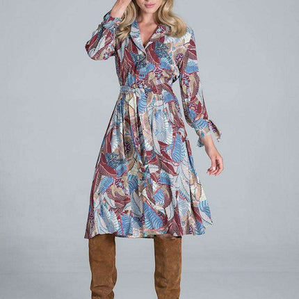 Elegant Tailored V-Neck Midi Dress with Jacket-Inspired Accents - Très Elite