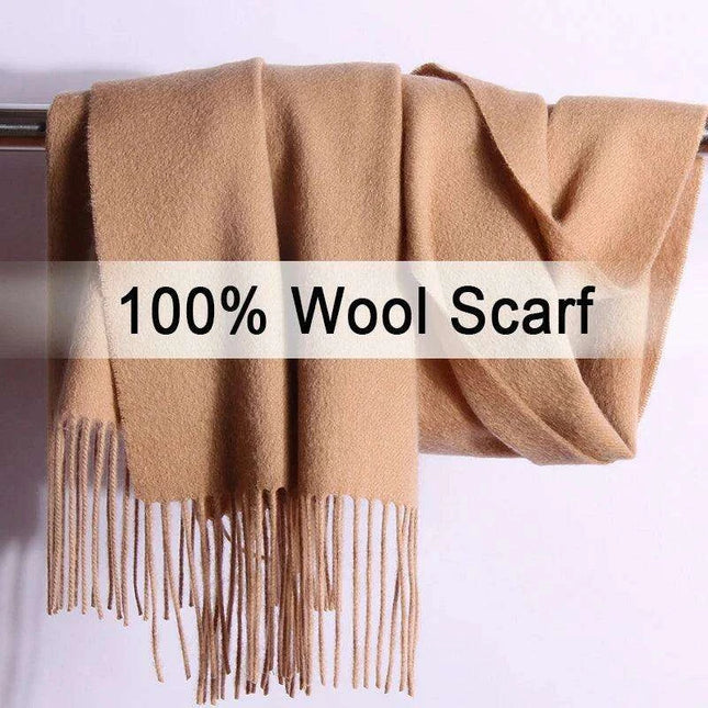 Elegant Tassel-Trimmed Lamb Wool Wrap - Luxe Winter Scarf for Fashionable Warmth