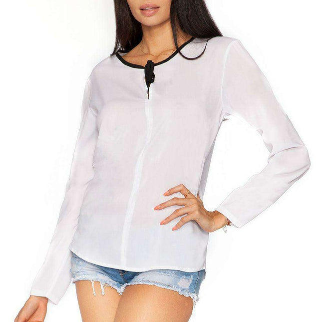 Elegant Teardrop Chiffon Blouse with Versatile Ribbon Tie - Plus Size Sophistication