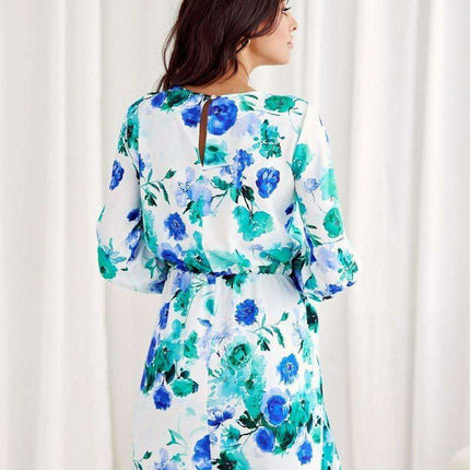 Elegant Teardrop Neckline Mini Dress with Adjustable Waist Tie - Très Elite