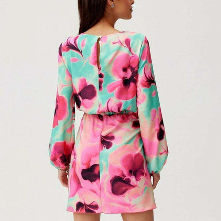 Elegant Teardrop Neckline Mini Dress with Adjustable Waist Tie - Très Elite