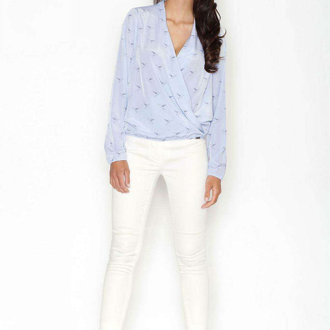 Elegant Textured Blouse with Stylish Folded Collar & Unique Pattern - Figl Design 43838