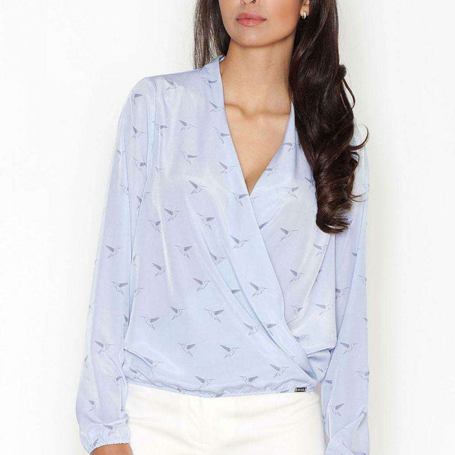 Elegant Textured Blouse with Stylish Folded Collar & Unique Pattern - Figl Design 43838