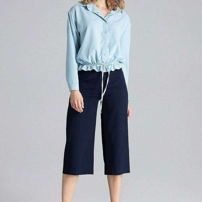 Elegant Tie-Detail Button-Up Blouse