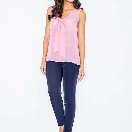 Elegant Tie-Detail Sleeveless Blouse by Figl - Très Elite
