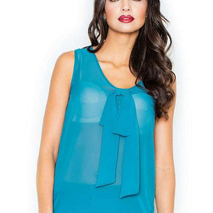 Elegant Tie-Detail Sleeveless Blouse by Figl - Très Elite