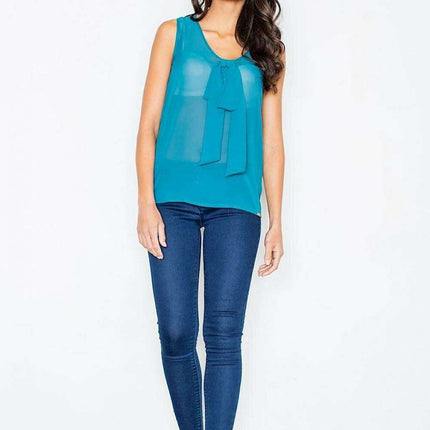Elegant Tie-Detail Sleeveless Blouse by Figl - Très Elite