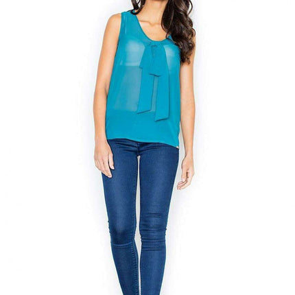 Elegant Tie-Detail Sleeveless Blouse by Figl - Très Elite
