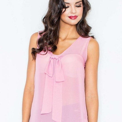 Elegant Tie-Detail Sleeveless Blouse by Figl - Très Elite