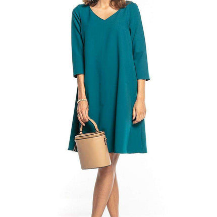 Elegant Trapeze Dress Ensemble with Reversible Belt - Très Elite