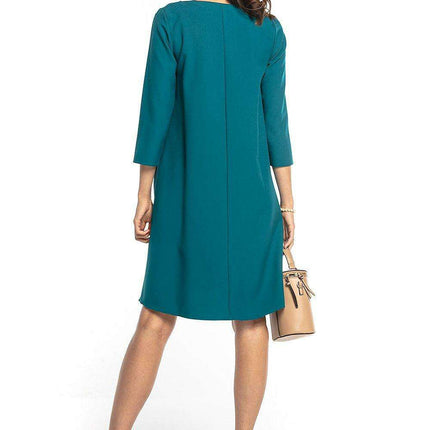 Elegant Trapeze Dress Ensemble with Reversible Belt - Très Elite