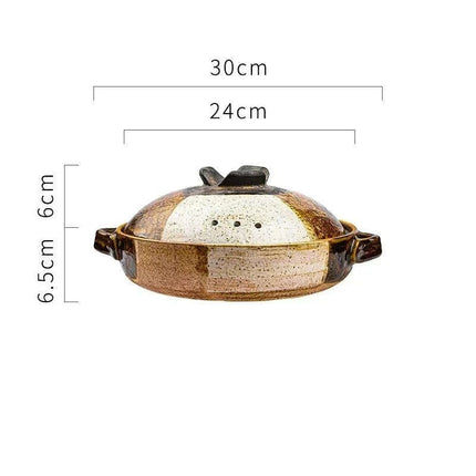 Elegant Tri-Section Japanese Clay Casserole: Perfect for High-Heat Culinary Creations - Très Elite