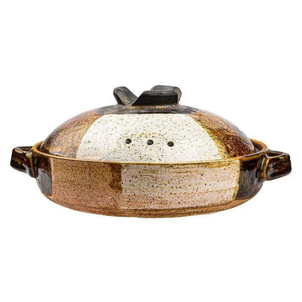 Elegant Tri-Section Japanese Clay Casserole: Perfect for High-Heat Culinary Creations - Très Elite