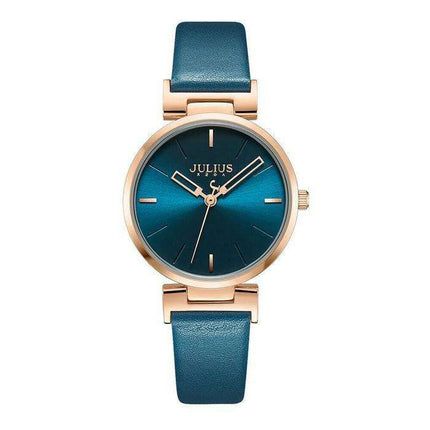 Elegant Turquoise: JULIUS Women's Blue Leather Watch with Strap- Très Elite- Très Elite