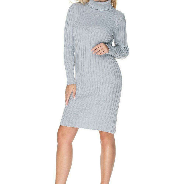 Elegant Turtleneck Fitted Knit Dress