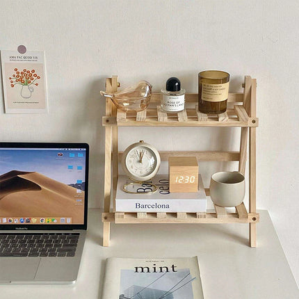 Elegant Two-Tier Wooden Desk Organizer for an Organized Workspace - Très Elite