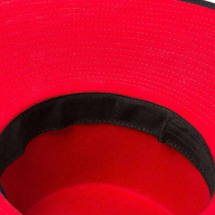 Elegant Two-Tone Red and Black Wool Fedora Hat for Women - Stylish Winter Accessory for Special Occasions - Très Elite