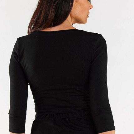 Elegant V-Neck Adjustable Crop Top Blouse - Très Elite