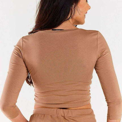 Elegant V-Neck Adjustable Crop Top Blouse - Très Elite