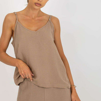 Elegant V-Neck Adjustable Tank by Top Och Bella