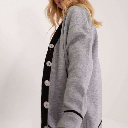 Elegant V-Neck Button-Up Sweater in Acrylic Blend - Très Elite