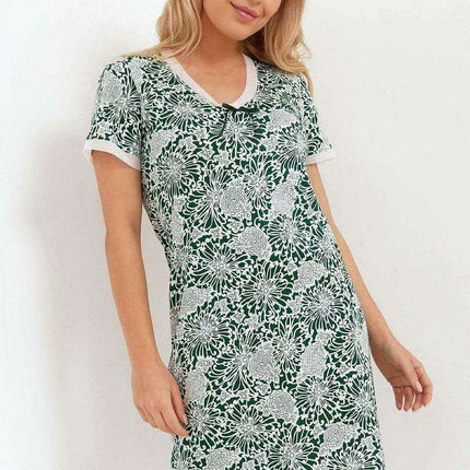 Elegant V-Neck Cotton Nightshirt with Mesh Accents for Women - Très Elite