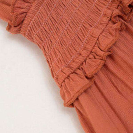 Elegant V-Neck Maxi Dress with Stylish Waist Slit in Premium Fabric Blend - Très Elite