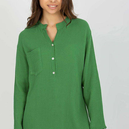 Elegant V-Neck Muslin Blouse