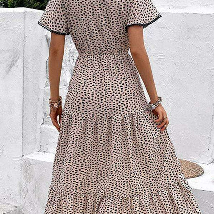 Elegant V-Neck Printed Dress for Effortless Charm - Très Elite