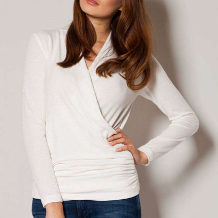 Elegant V-Neck Sweater with Unique Envelope Hem - Elevate Your Style Game