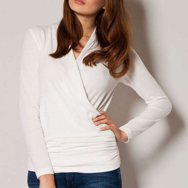 Elegant V-Neck Sweater with Unique Envelope Hem - Elevate Your Style Game