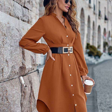 Elegant V-neck Cardigan Dress with Flattering Waist Detail - Très Elite