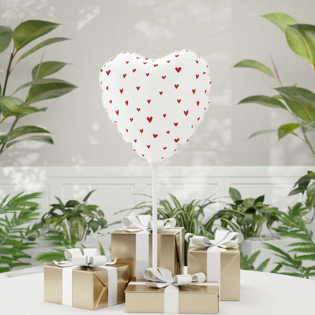 Elegant Valentine's Day Red Heart Mylar Balloon Set - 11" Round & Heart-Shaped Matte Elegance