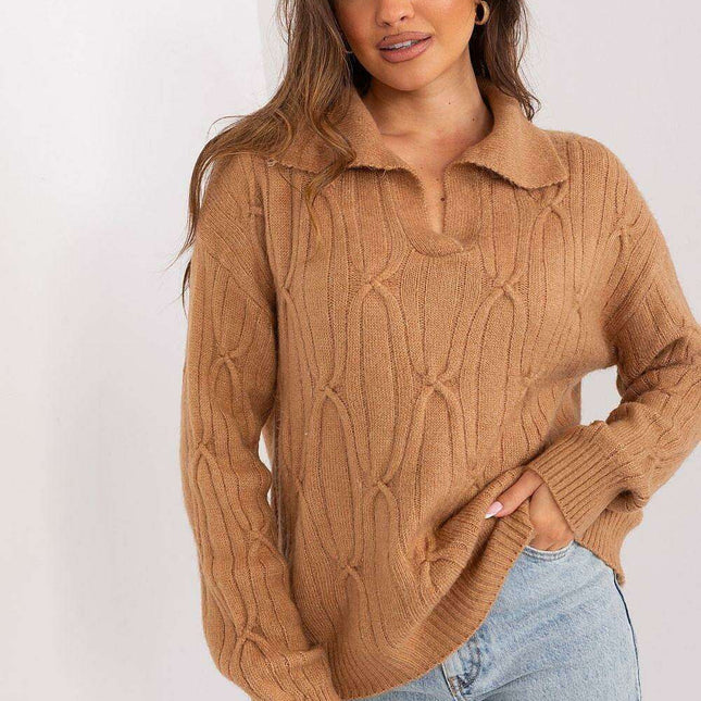Elegant Variegated Acrylic Jumper with Textured Detail - Très Elite