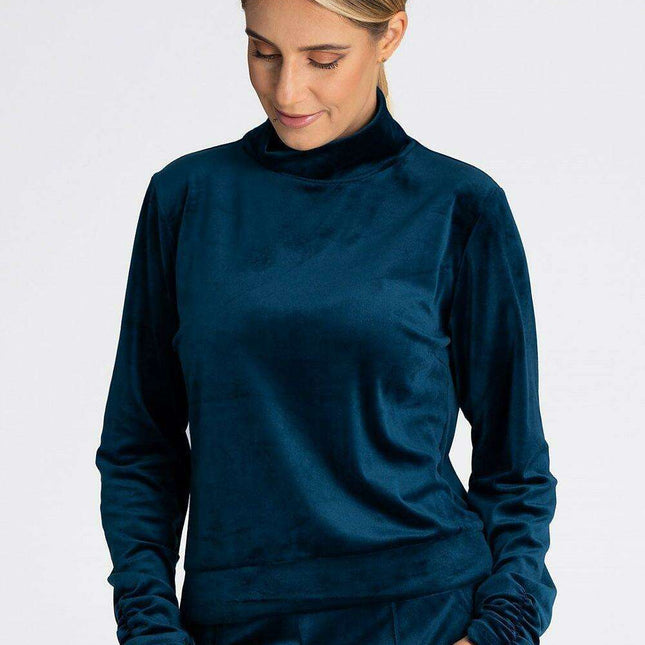 Elegant Velour Turtleneck Pullover for Women
