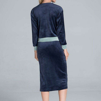 Elegant Velvet Ensemble with Long-Sleeve Top and Slit Skirt - Très Elite