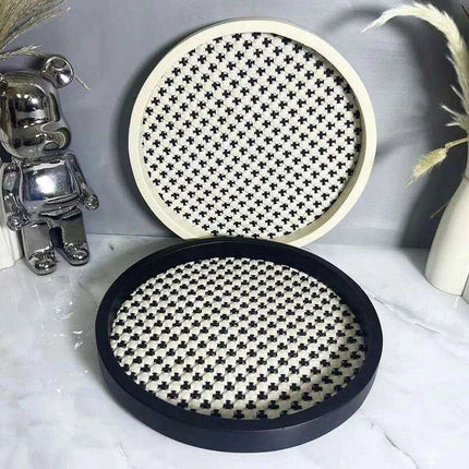 Elegant Velvet Leather Round Storage Tray: Chic Organizer for Jewelry and Cosmetics - Très Elite