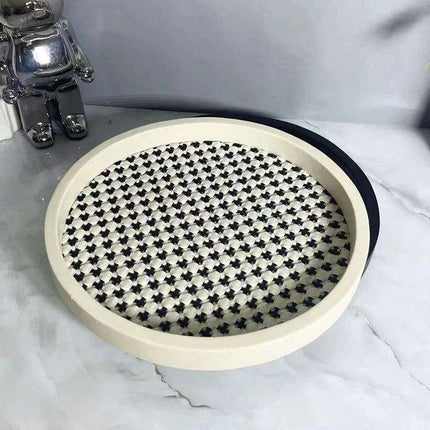 Elegant Velvet Leather Round Storage Tray: Chic Organizer for Jewelry and Cosmetics - Très Elite