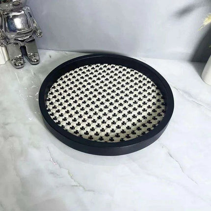 Elegant Velvet Leather Round Storage Tray: Chic Organizer for Jewelry and Cosmetics - Très Elite