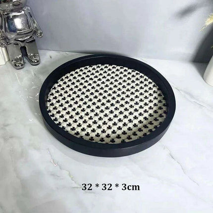 Elegant Velvet Leather Round Storage Tray: Chic Organizer for Jewelry and Cosmetics - Très Elite