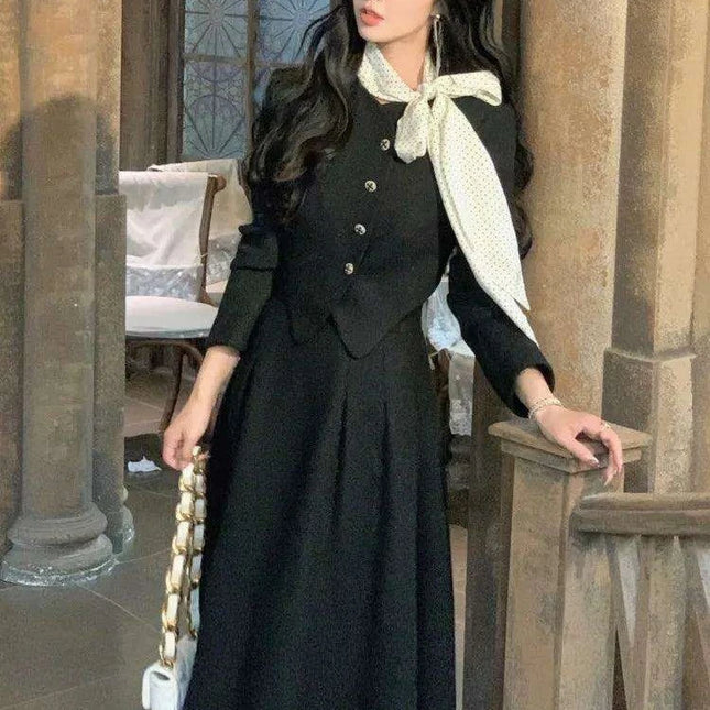 Elegant Vintage A-Line Blazer Suit Set for Women