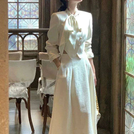 Elegant Vintage A-Line Blazer Suit Set for Women - Très Elite