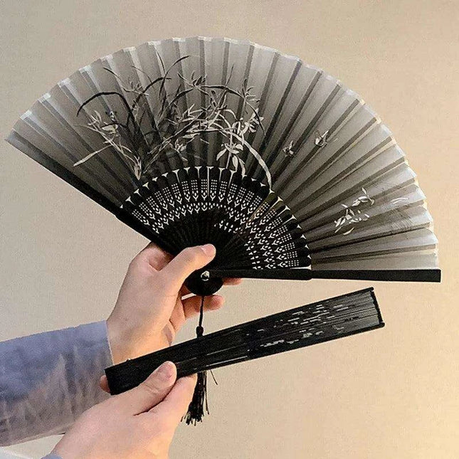 Elegant Vintage Bamboo Folding Fan - Exquisite Dance Accessory & Home Décor Gift for Women